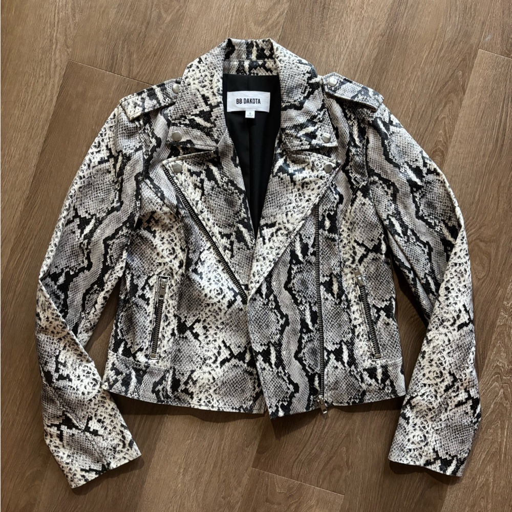 NWOT BB Dakota Vegan Leather Snakeskin Print Jacket, Size Small